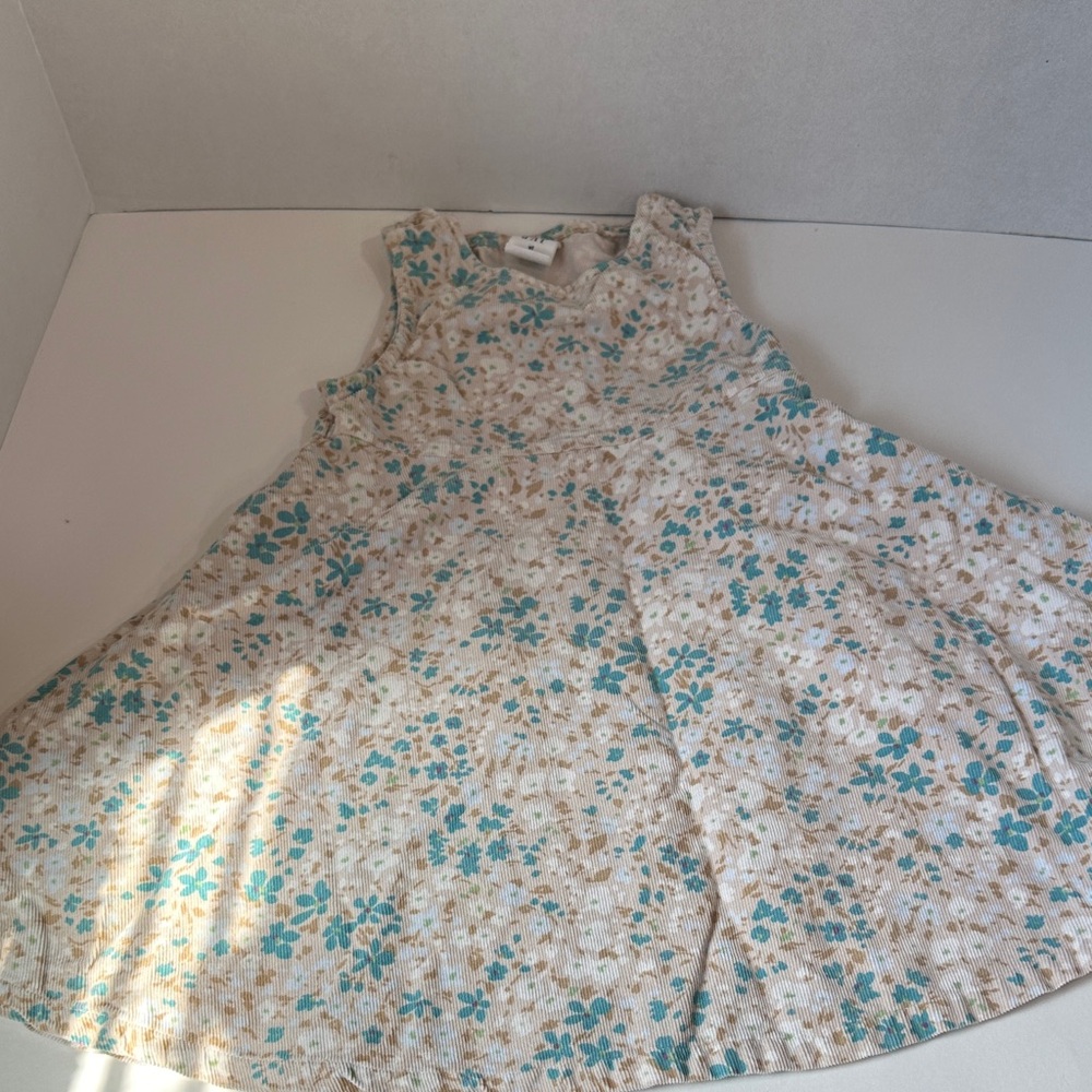 Baby gap cream floral micro corduroy sleeveless dress size 18-24 months
